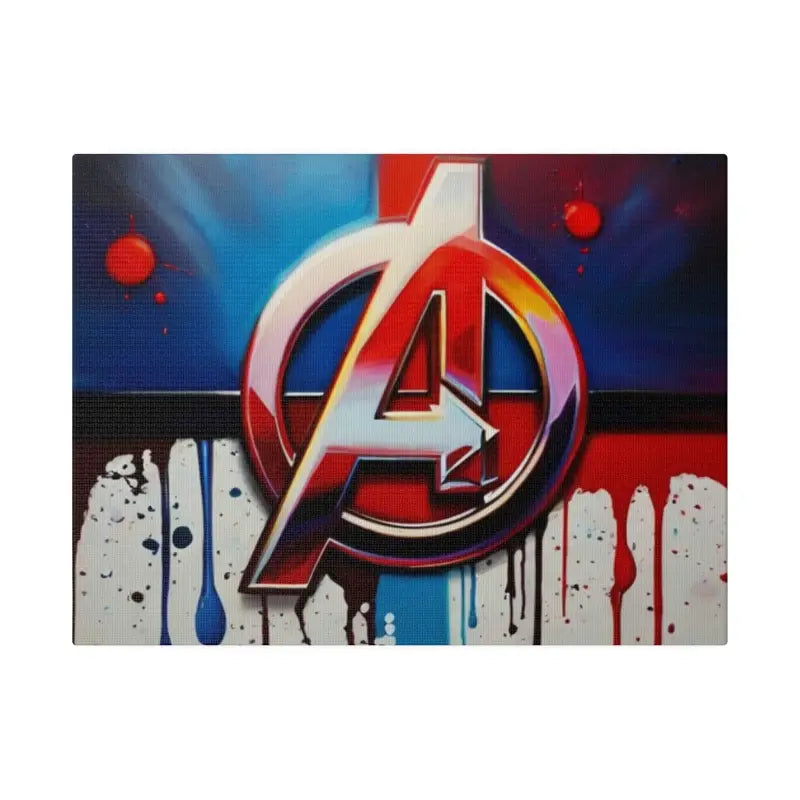 Avengers Logo Symbol Messy Painting - Matte Canvas Stretched 0.75’’