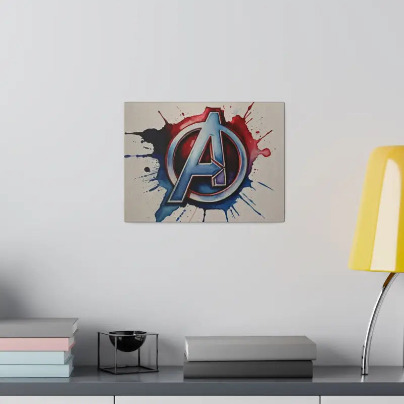 Red and White Avengers Logo Symbol Watercolour - Matte Canvas Stretched 0.75’’