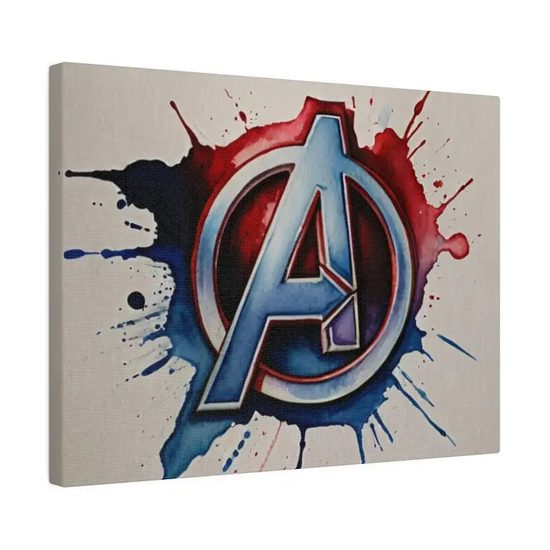 Red and White Avengers Logo Symbol Watercolour - Matte Canvas Stretched 0.75’’