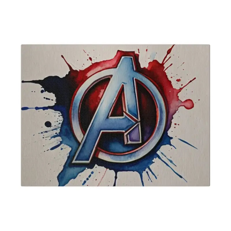 Red and White Avengers Logo Symbol Watercolour - Matte Canvas Stretched 0.75’’