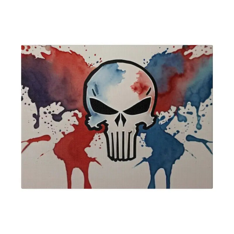 Watercolour Red and Blue Punisher Symbol Logo - Matte Canvas Stretched 0.75’’