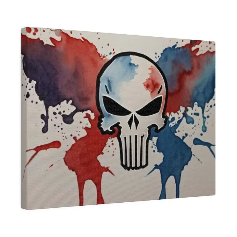 Watercolour Red and Blue Punisher Symbol Logo - Matte Canvas Stretched 0.75’’