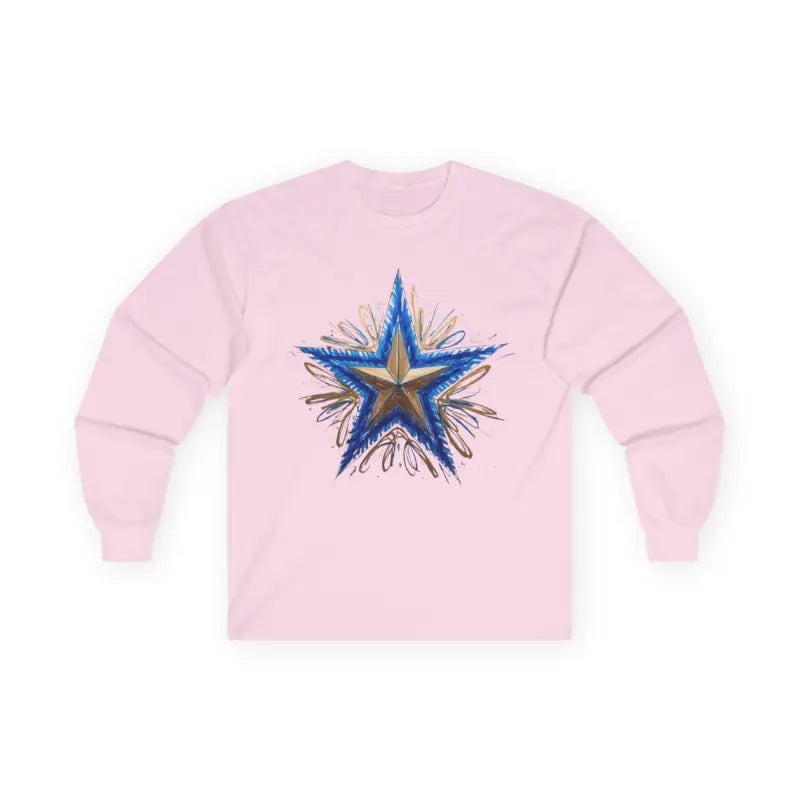 Messy Gold and Blue Star - Adult Unisex Long Sleeve T-Shirt - Men Women