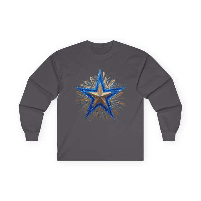 Messy Gold and Blue Star - Adult Unisex Long Sleeve T-Shirt - Men Women