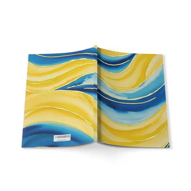 Yellow and Blue Watercolour Waves - Softcover Notebook A5