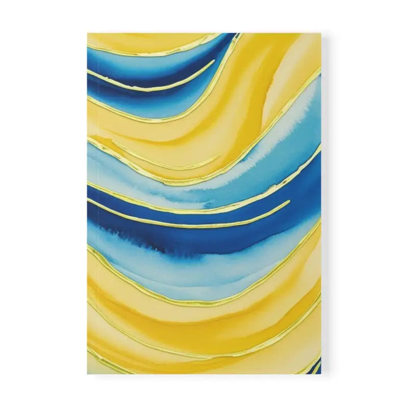 Yellow and Blue Watercolour Waves - Softcover Notebook A5