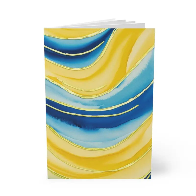 Yellow and Blue Watercolour Waves - Softcover Notebook A5