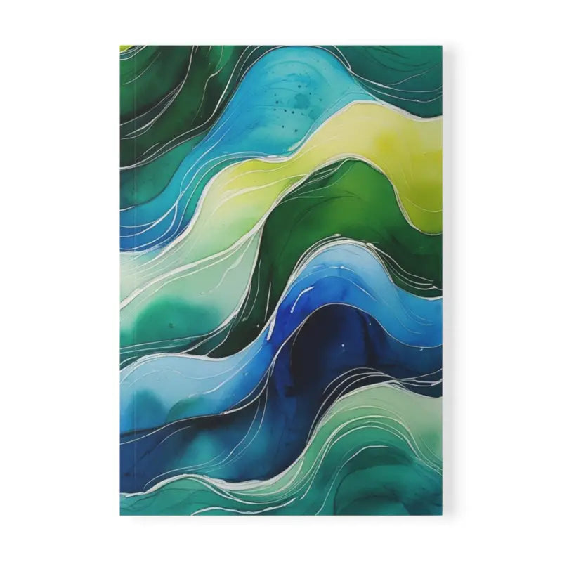 Green and Blue Watercolour Whimsical Waves - Softcover Notebook A5