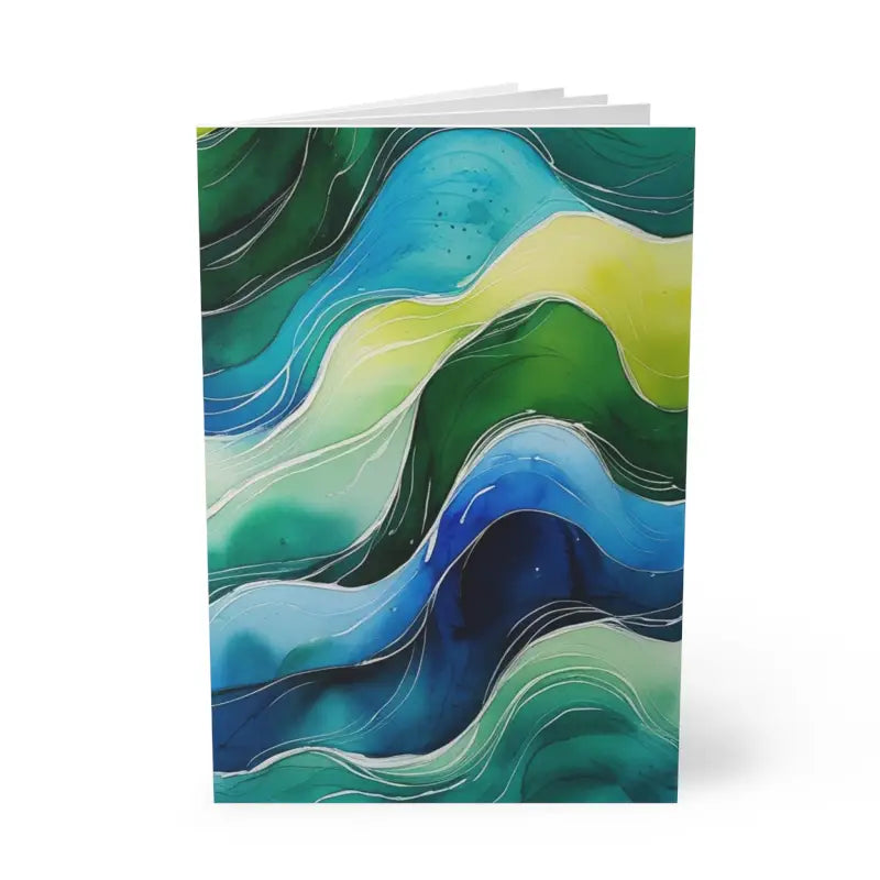 Green and Blue Watercolour Whimsical Waves - Softcover Notebook A5