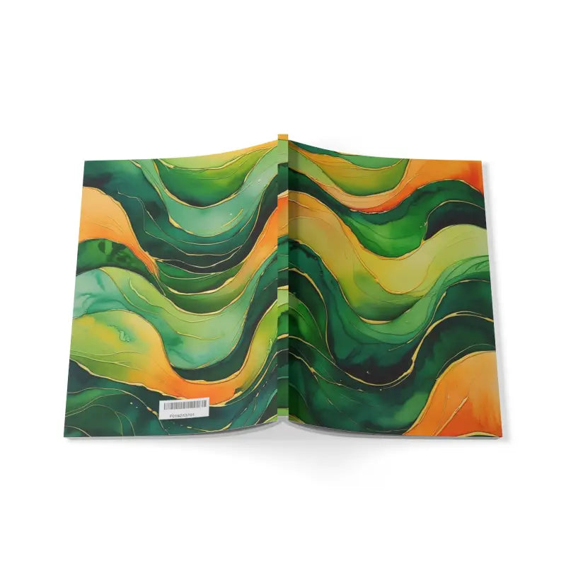 Orange and Blue Watercolour Whimsical Waves - Softcover Notebook A5