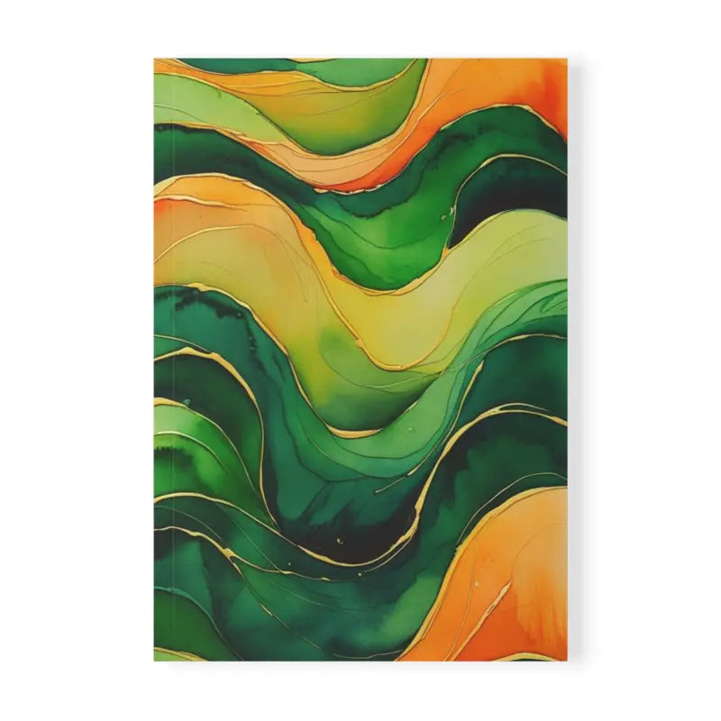 Orange and Blue Watercolour Whimsical Waves - Softcover Notebook A5