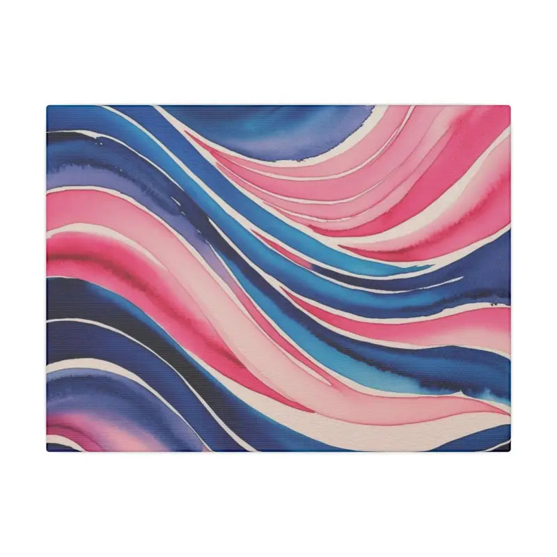 Pink and Blue Watercolour Whimsical Waves - Stretched Print