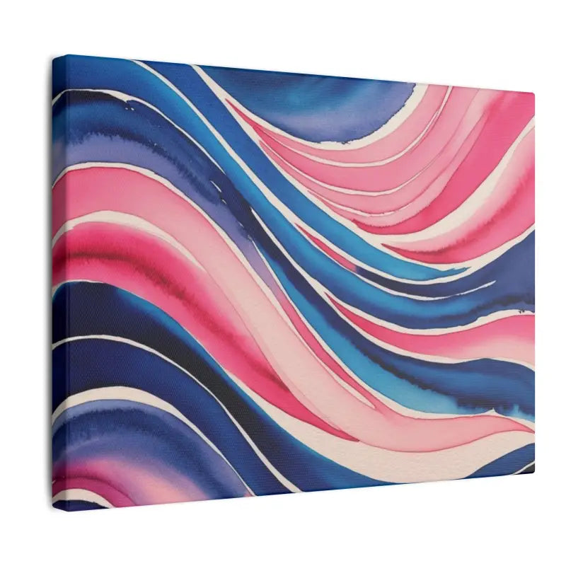 Pink and Blue Watercolour Whimsical Waves - Stretched Print