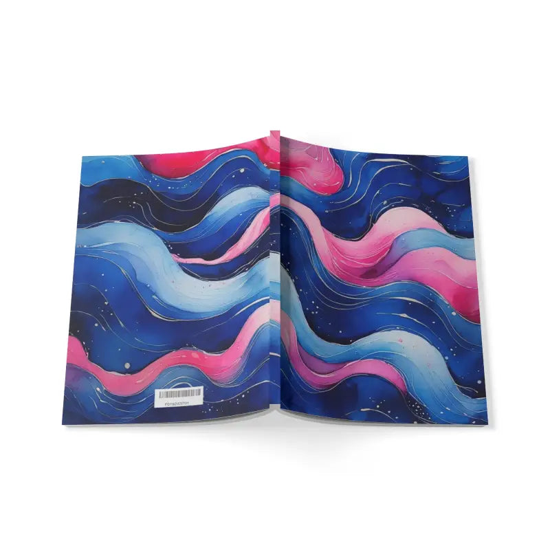 Pink and Blue Watercolour Whimsical Waves - Softcover Notebook A5