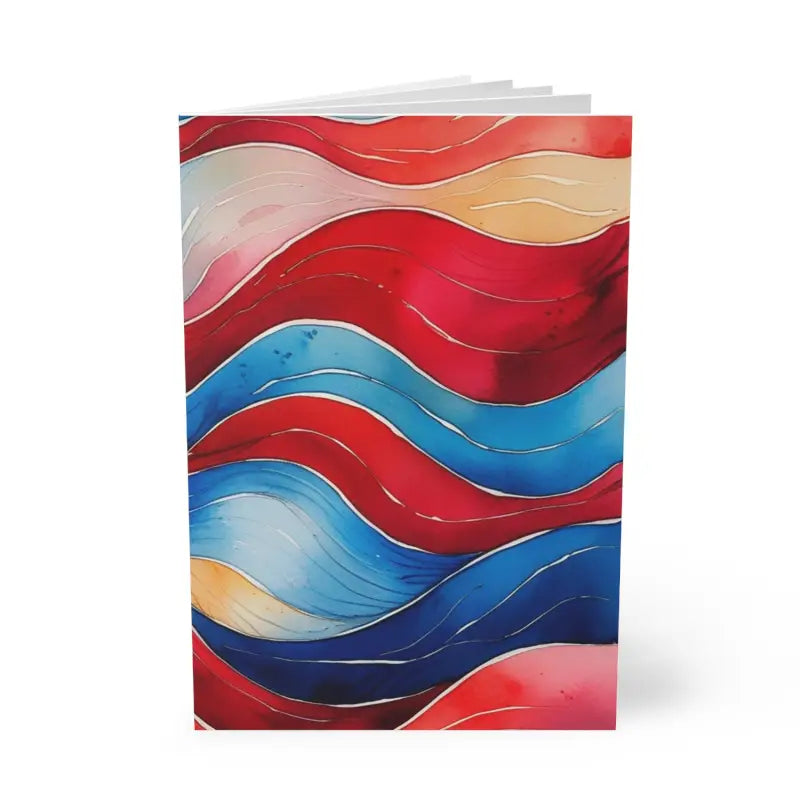 Red and Blue Watercolour Whimsical Waves - Softcover Notebook A5