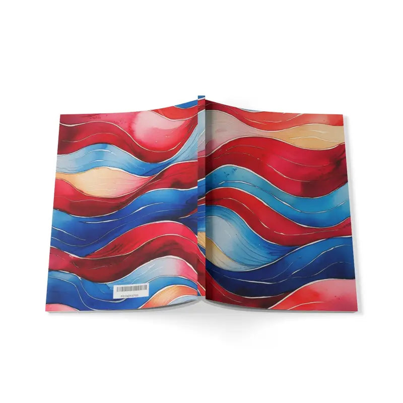 Red and Blue Watercolour Whimsical Waves - Softcover Notebook A5