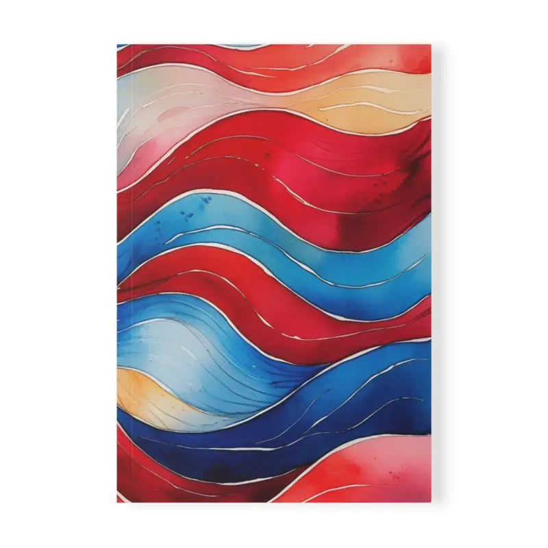 Red and Blue Watercolour Whimsical Waves - Softcover Notebook A5