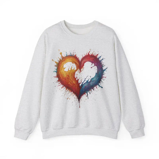 Colourful Burning Love Heart - Adult Unisex Crewneck Sweatshirt Jumper - Men and Women