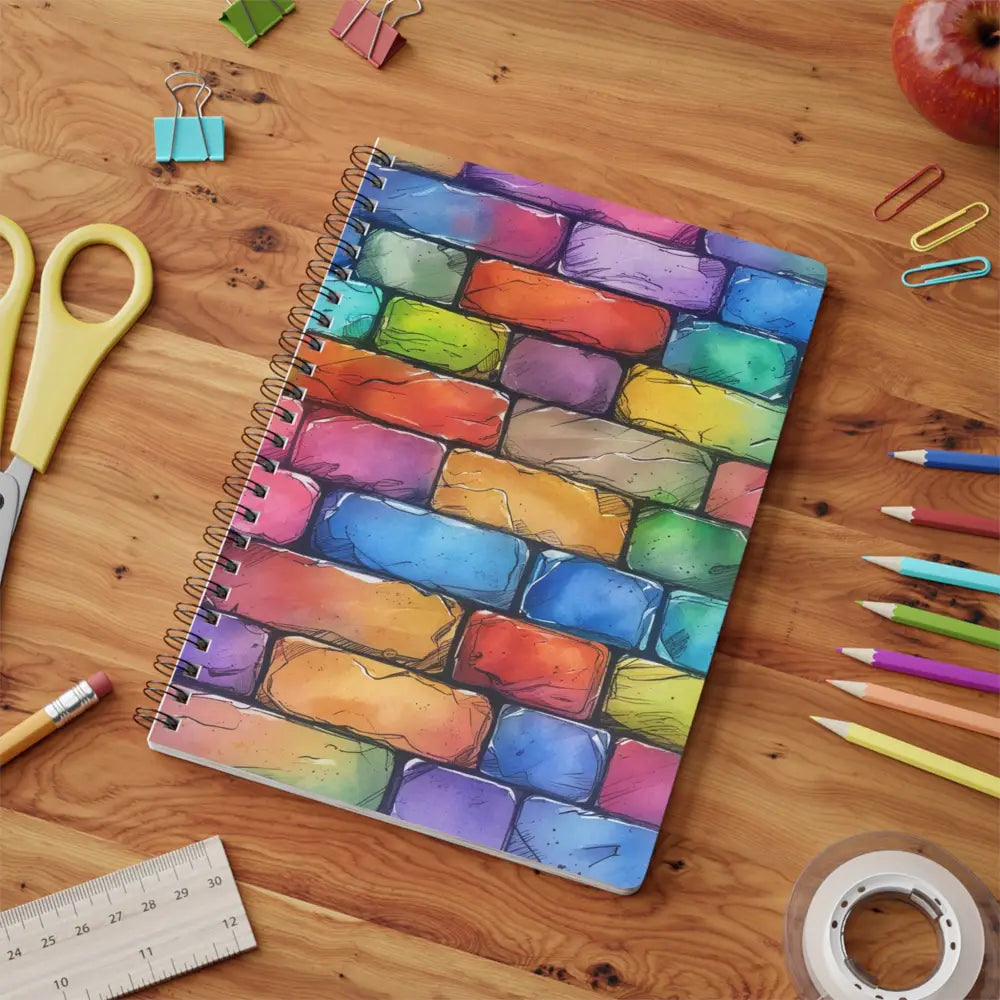 Colourful Bricks - Wirobound Softcover Notebook A5