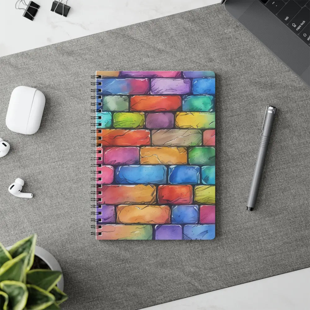 Colourful Bricks - Wirobound Softcover Notebook A5