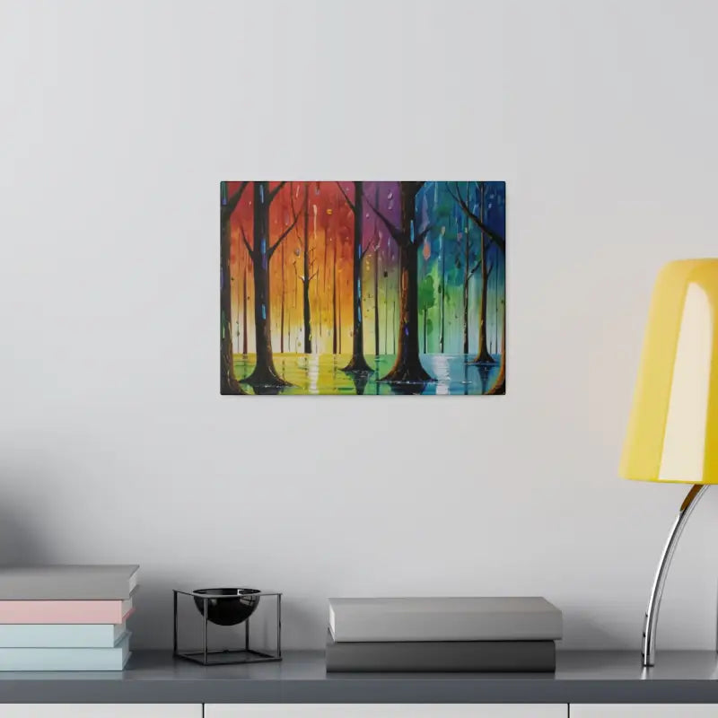 Colourful Downpour In Forest Canvas - Matte Stretched 0.75’’