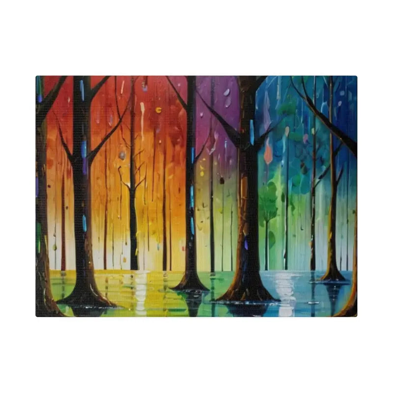 Colourful Downpour In Forest Canvas - Matte Stretched 0.75’’