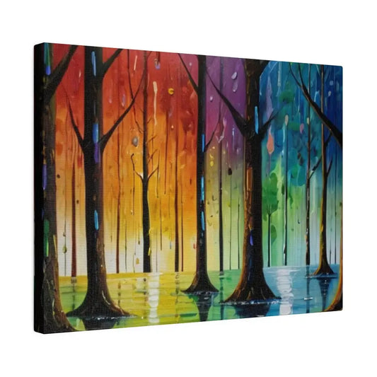 Colourful Downpour In Forest Canvas - Matte Stretched 0.75’’