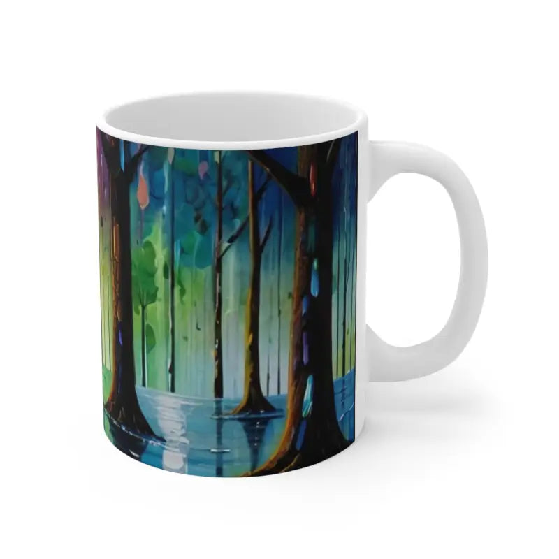 Colourful Downpour In Forest Mug - Ceramic Coffee 11oz