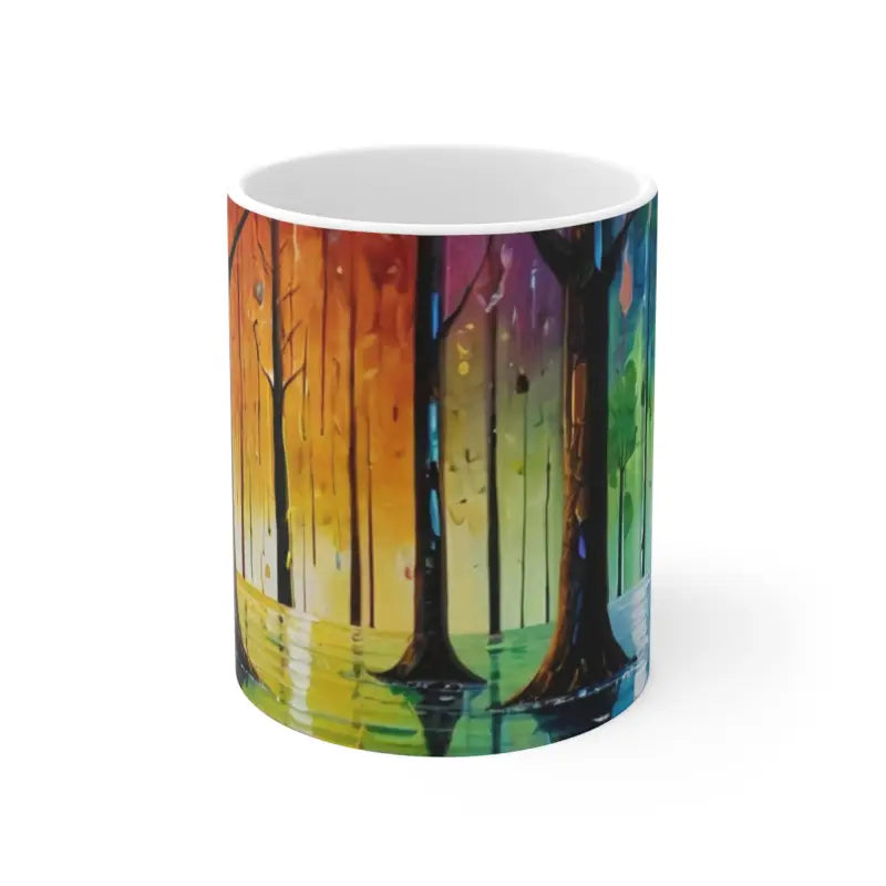 Colourful Downpour In Forest Mug - Ceramic Coffee 11oz