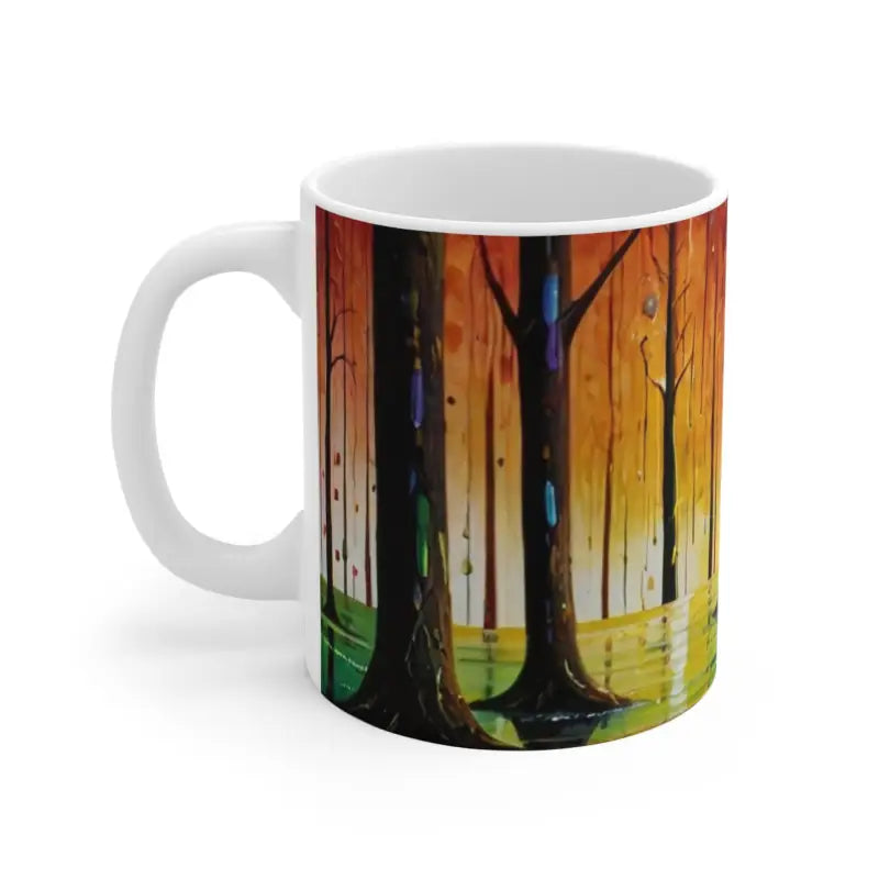 Colourful Downpour In Forest Mug - Ceramic Coffee 11oz