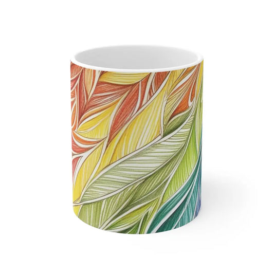 Colourful Leaves Mug - Ceramic Coffee 11oz