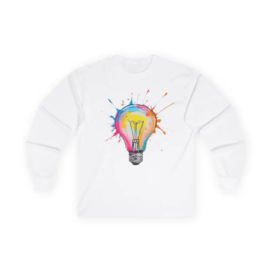 Colourful Lightbulb - Adult Unisex Long Sleeve T-Shirt - Men and Women