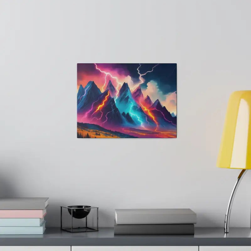 Colourful Lightning Mountains - Matte Canvas Stretched 0.75’’