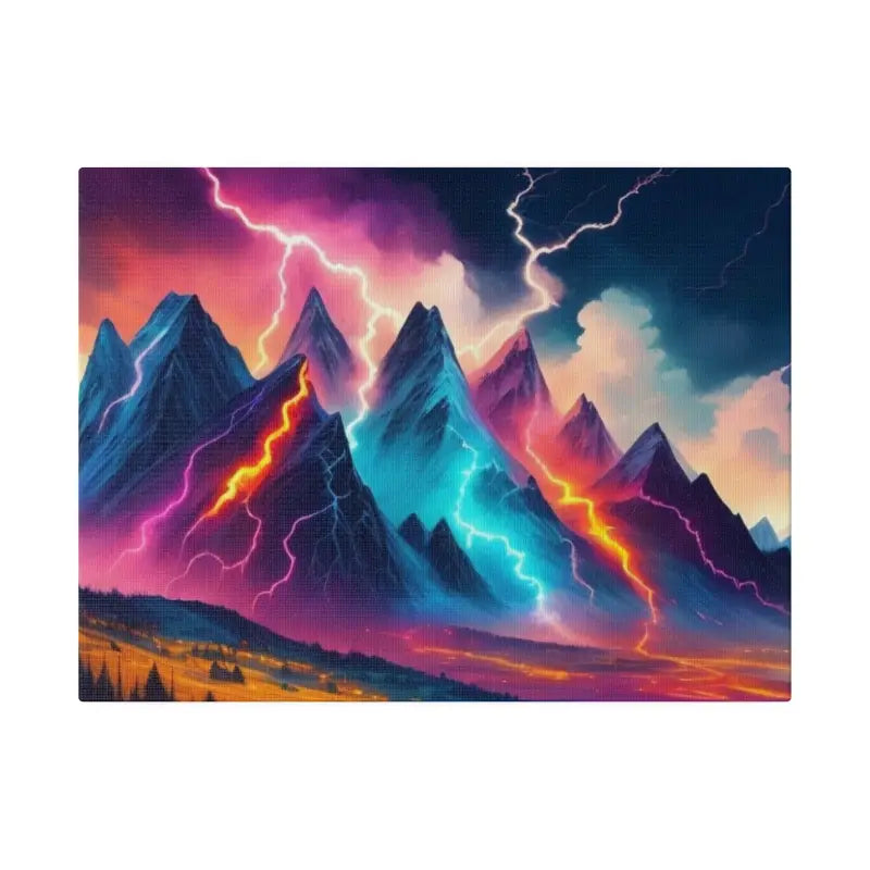 Colourful Lightning Mountains - Matte Canvas Stretched 0.75’’