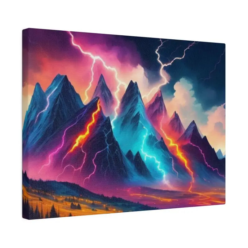 Colourful Lightning Mountains - Matte Canvas Stretched 0.75’’