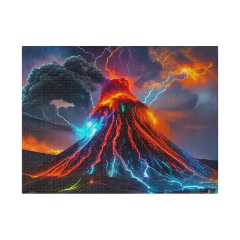 Colourful Lightning Volcano - Matte Canvas Stretched 0.75’’