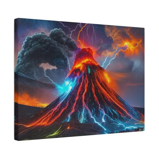 Colourful Lightning Volcano - Matte Canvas Stretched 0.75’’