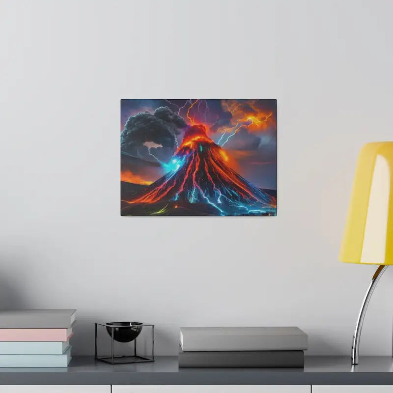 Colourful Lightning Volcano - Matte Canvas Stretched 0.75’’