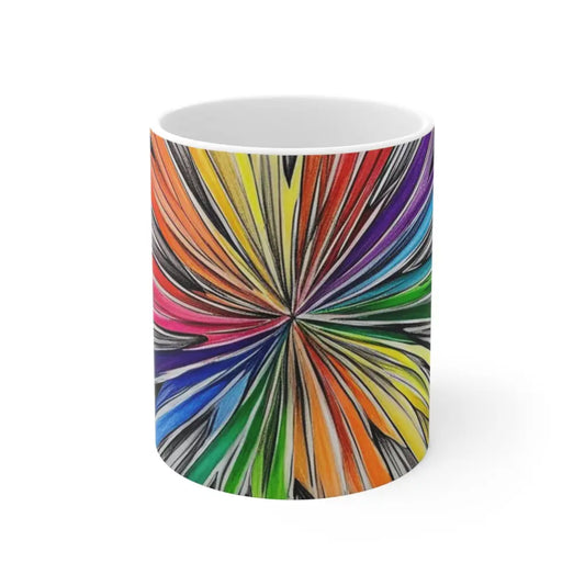 Vibrant Colourful Lines Mug - Ceramic Coffee 11oz