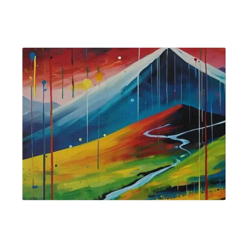 Colourful Messy Downpour Above Mountain Canvas - Matte Stretched 0.75’’