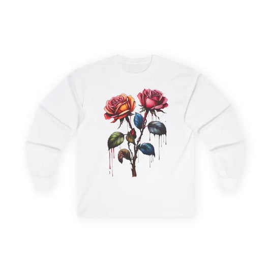 Colourful Rose Duo - Adult Unisex Long Sleeve T-Shirt - Men and Women