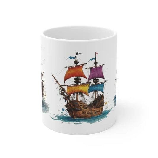 Colourful Ships Mug - Ceramic Coffee 11oz