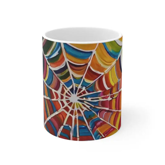 Colourful Sketch Watercolour Spiderweb Mug - Ceramic Coffee 11oz