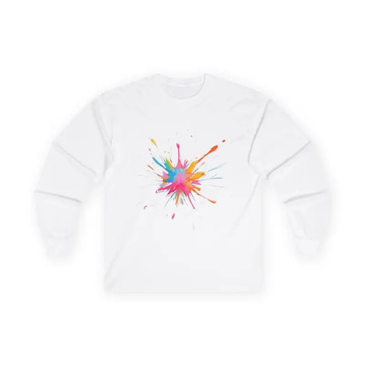 Colourful Splatter - Adult Unisex Long Sleeve T-Shirt - Men and Women