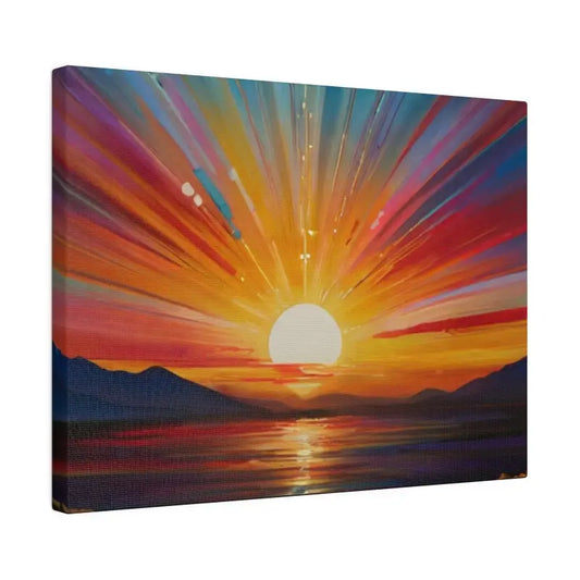 Colourful Sunrise Above Small Mountains And Lake Canvas - Matte Stretched 0.75’’