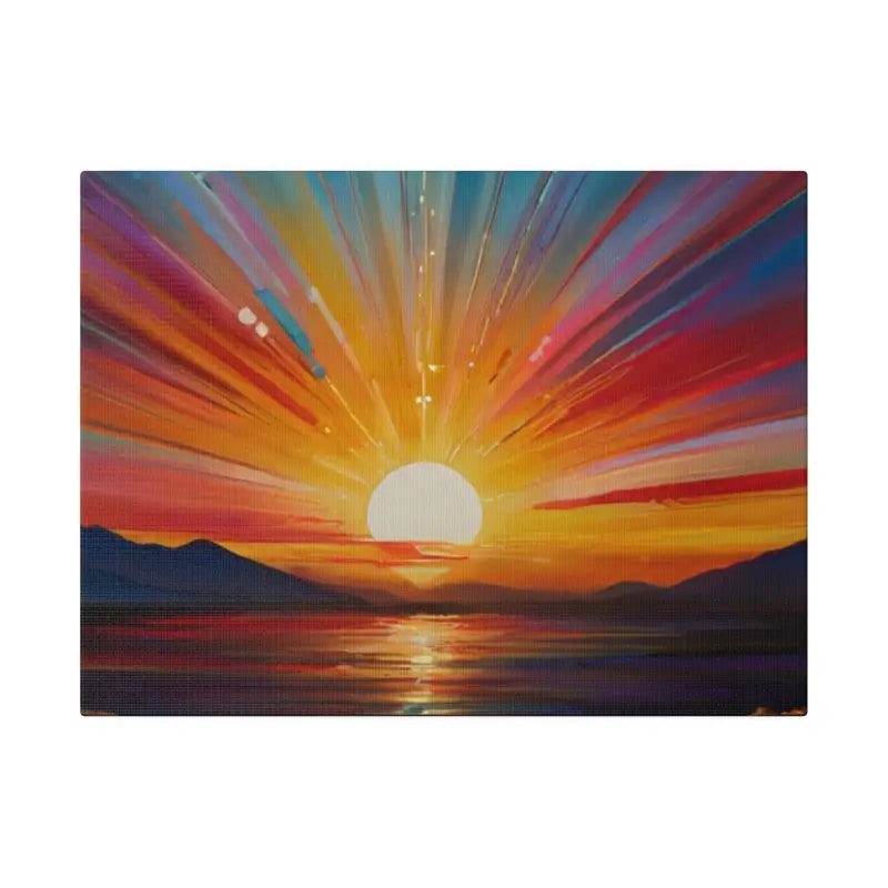 Colourful Sunrise Above Small Mountains And Lake Canvas - Matte Stretched 0.75’’