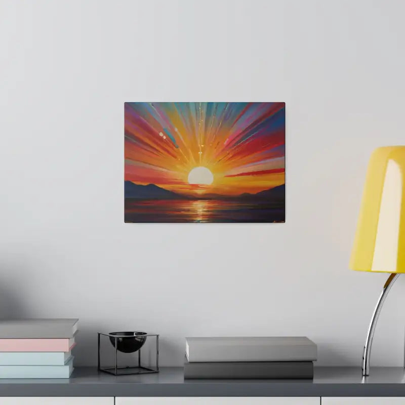 Colourful Sunrise Above Small Mountains And Lake Canvas - Matte Stretched 0.75’’