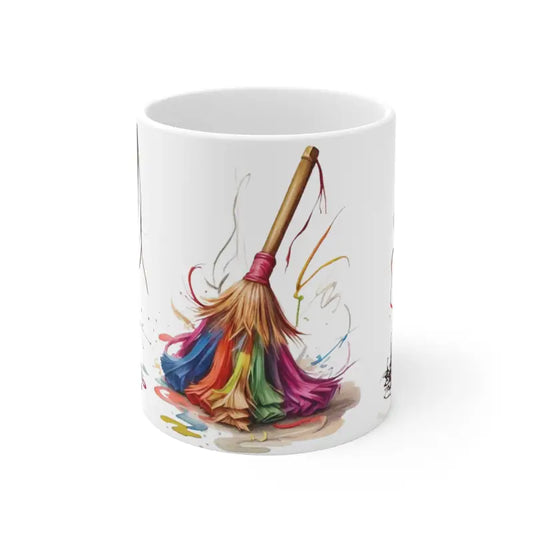 Colourful Sweeping Brooms Mug - Ceramic Coffee 11oz