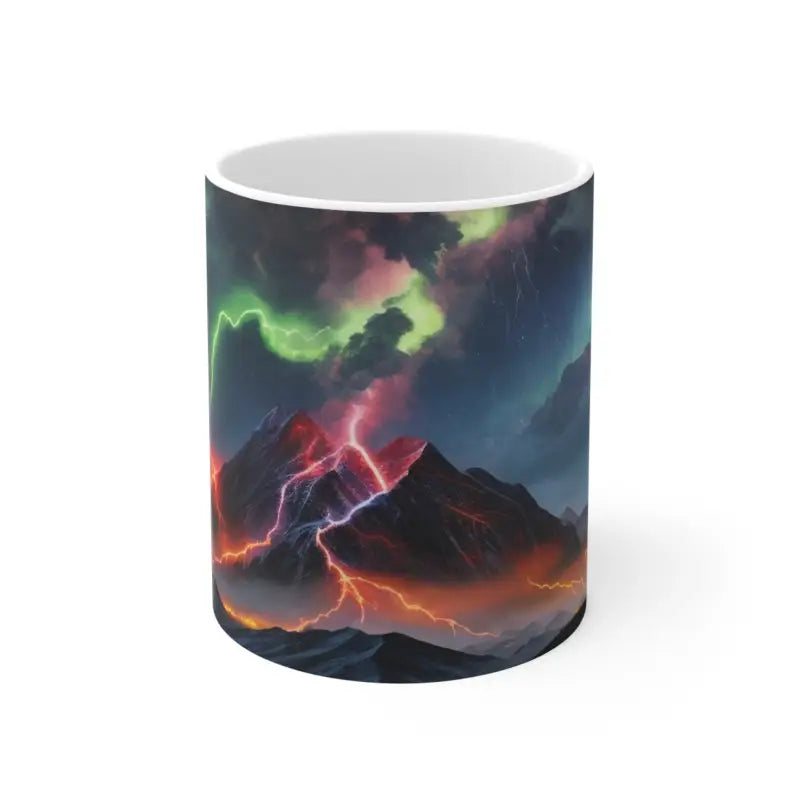 Colourful Thunderbolts Above Mountain Mug - Ceramic Coffee 11oz