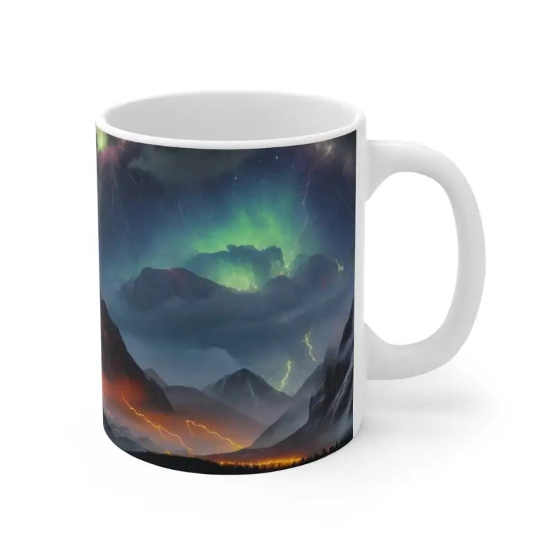 Colourful Thunderbolts Above Mountain Mug - Ceramic Coffee 11oz